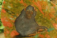 Hand Made Chimpanzee Decoupage on Unakite Stone Slabs - sold per item - From Southern Africa