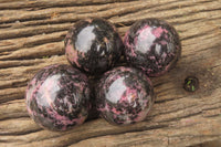 Polished Rhodonite Spheres x 4 From Madagascar