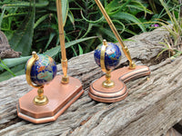 Hand Made Small Gems of The World Globe Desk Set x 1 From China