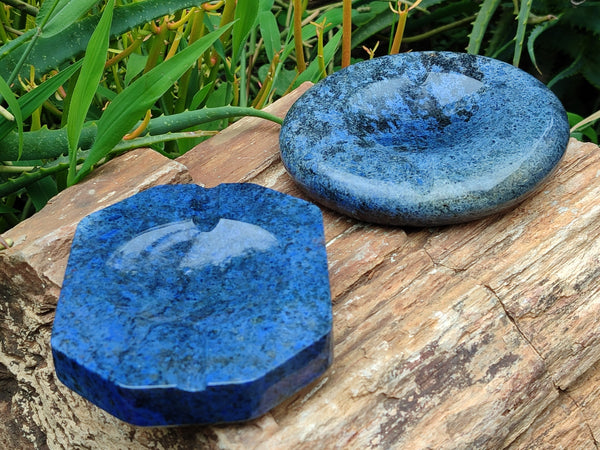 Polished Blue Dumortierite Ashtrays x 2 From Mozambique