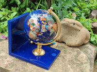 Hand Made Mixed Gemstone World Globe Bookends - sold per item -  From China