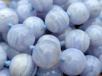 Polished Namibian Blue Lace Agate Ball Shaped Bead Necklace - Sold per Item- From Namibia