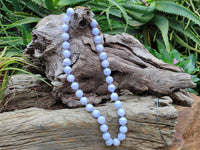 Polished Namibian Blue Lace Agate Ball Shaped Bead Necklace - Sold per Item- From Namibia