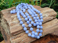 Polished Namibian Blue Lace Agate Ball Shaped Bead Necklace - Sold per Item- From Namibia