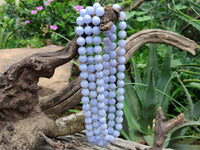 Polished Namibian Blue Lace Agate Ball Shaped Bead Necklace - Sold per Item- From Namibia