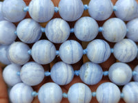 Polished Namibian Blue Lace Agate Ball Shaped Bead Necklace - Sold per Item- From Namibia