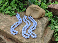 Polished Namibian Blue Lace Agate Ball Shaped Bead Necklace - Sold per Item- From Namibia