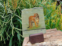 Hand Made Tiger Decoupage on Butter Jade Stone Slabs - sold per item - From South Africa