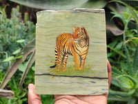 Hand Made Tiger Decoupage on Butter Jade Stone Slabs - sold per item - From South Africa