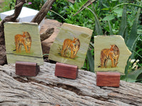 Hand Made Tiger Decoupage on Butter Jade Stone Slabs - sold per item - From South Africa