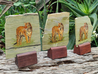 Hand Made Tiger Decoupage on Butter Jade Stone Slabs - sold per item - From South Africa