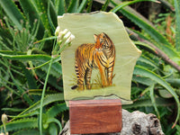 Hand Made Tiger Decoupage on Butter Jade Stone Slabs - sold per item - From South Africa