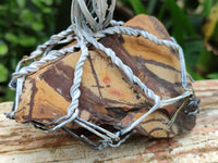 Hand Made Tigers Eye Wire Wrap Tree On Cobbed Nguni Jasper - Sold per Item -  From South Africa