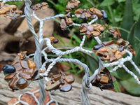 Hand Made Tigers Eye Wire Wrap Tree On Cobbed Nguni Jasper - Sold per Item -  From South Africa