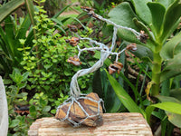 Hand Made Tigers Eye Wire Wrap Tree On Cobbed Nguni Jasper - Sold per Item -  From South Africa