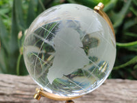 Polished Lead Glass World Globe on Copper Stand - sold per item - From China