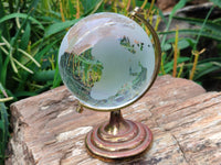 Polished Lead Glass World Globe on Copper Stand - sold per item - From China