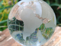 Polished Lead Glass World Globe on Copper Stand - sold per item - From China