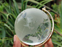 Polished Lead Glass World Globe on Copper Stand - sold per item - From China