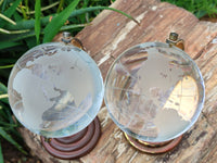 Polished Lead Glass World Globe on Copper Stand - sold per item - From China