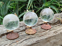 Polished Lead Glass World Globe on Copper Stand - sold per item - From China