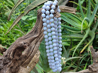 Polished Medium Namibian Blue Lace Agate Ball Shaped Bead Necklace - Sold per Item- From Namibia