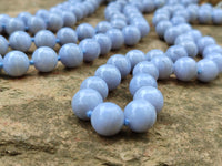 Polished Medium Namibian Blue Lace Agate Ball Shaped Bead Necklace - Sold per Item- From Namibia