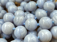 Polished Medium Namibian Blue Lace Agate Ball Shaped Bead Necklace - Sold per Item- From Namibia