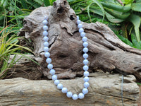 Polished Medium Namibian Blue Lace Agate Ball Shaped Bead Necklace - Sold per Item- From Namibia