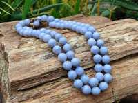 Polished Medium Namibian Blue Lace Agate Ball Shaped Bead Necklace - Sold per Item- From Namibia