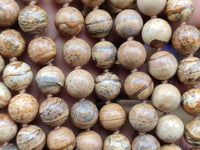 Polished Picture Stone Jasper Ball Shaped Bead Necklace - Sold Per Item - From Namibia