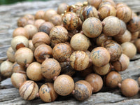 Polished Picture Stone Jasper Ball Shaped Bead Necklace - Sold Per Item - From Namibia