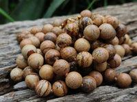 Polished Picture Stone Jasper Ball Shaped Bead Necklace - Sold Per Item - From Namibia