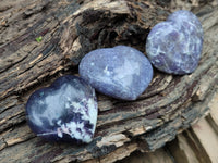 Polished Lepidolite Gemstone Hearts x 6 From Madagascar