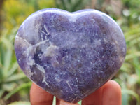 Polished Lepidolite Gemstone Hearts x 6 From Madagascar