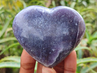 Polished Lepidolite Gemstone Hearts x 6 From Madagascar