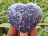 Polished Lepidolite Gemstone Hearts x 6 From Madagascar