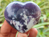 Polished Lepidolite Gemstone Hearts x 6 From Madagascar