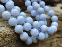 Polished Small Namibian Blue Lace Agate Ball Shaped Bead Necklace - Sold per Item- From Namibia