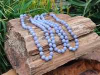 Polished Small Namibian Blue Lace Agate Ball Shaped Bead Necklace - Sold per Item- From Namibia