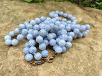 Polished Small Namibian Blue Lace Agate Ball Shaped Bead Necklace - Sold per Item- From Namibia