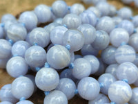 Polished Small Namibian Blue Lace Agate Ball Shaped Bead Necklace - Sold per Item- From Namibia