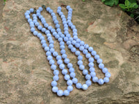 Polished Small Namibian Blue Lace Agate Ball Shaped Bead Necklace - Sold per Item- From Namibia