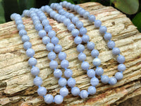 Polished Small Namibian Blue Lace Agate Ball Shaped Bead Necklace - Sold per Item- From Namibia