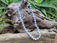 Polished Small Namibian Blue Lace Agate Ball Shaped Bead Necklace - Sold per Item- From Namibia