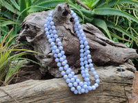 Polished Small Namibian Blue Lace Agate Ball Shaped Bead Necklace - Sold per Item- From Namibia