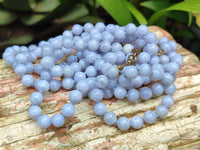 Polished Small Namibian Blue Lace Agate Ball Shaped Bead Necklace - Sold per Item- From Namibia