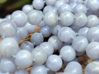 Polished Small Namibian Blue Lace Agate Ball Shaped Bead Necklace - Sold per Item- From Namibia