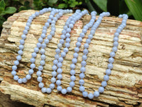 Polished Small Namibian Blue Lace Agate Ball Shaped Bead Necklace - Sold per Item- From Namibia