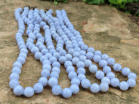 Polished Small Namibian Blue Lace Agate Ball Shaped Bead Necklace - Sold per Item- From Namibia